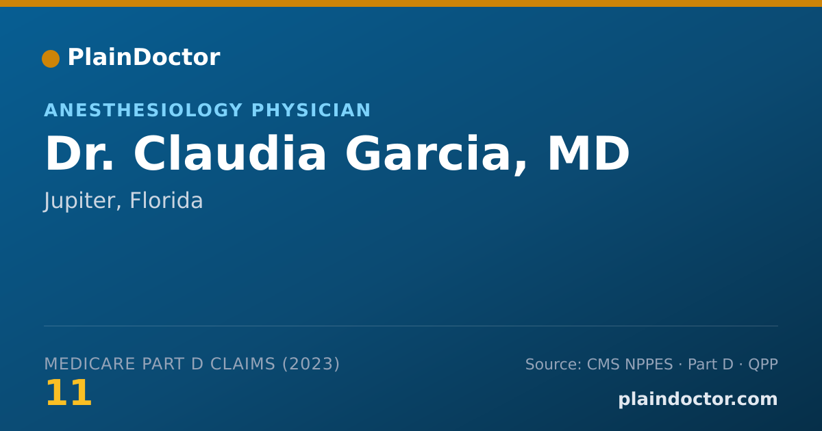 Shareable card for Claudia Garcia, MD - Anesthesiology Physician, Jupiter, FL