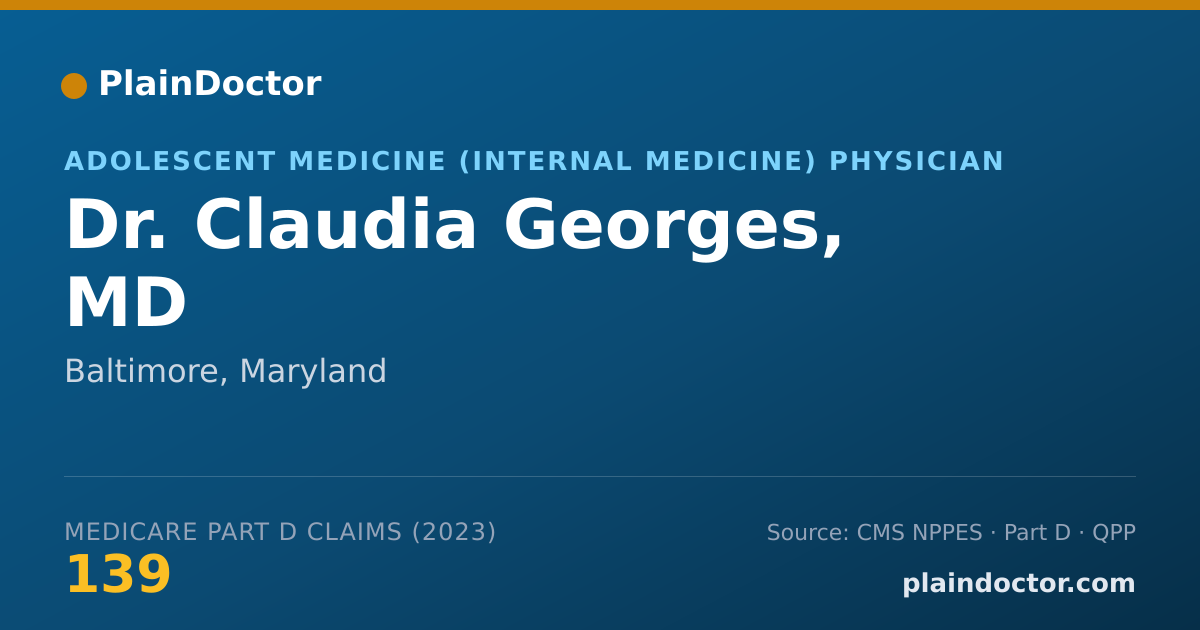 Shareable card for Claudia Georges, MD - Adolescent Medicine (Internal Medicine) Physician, Baltimore, MD