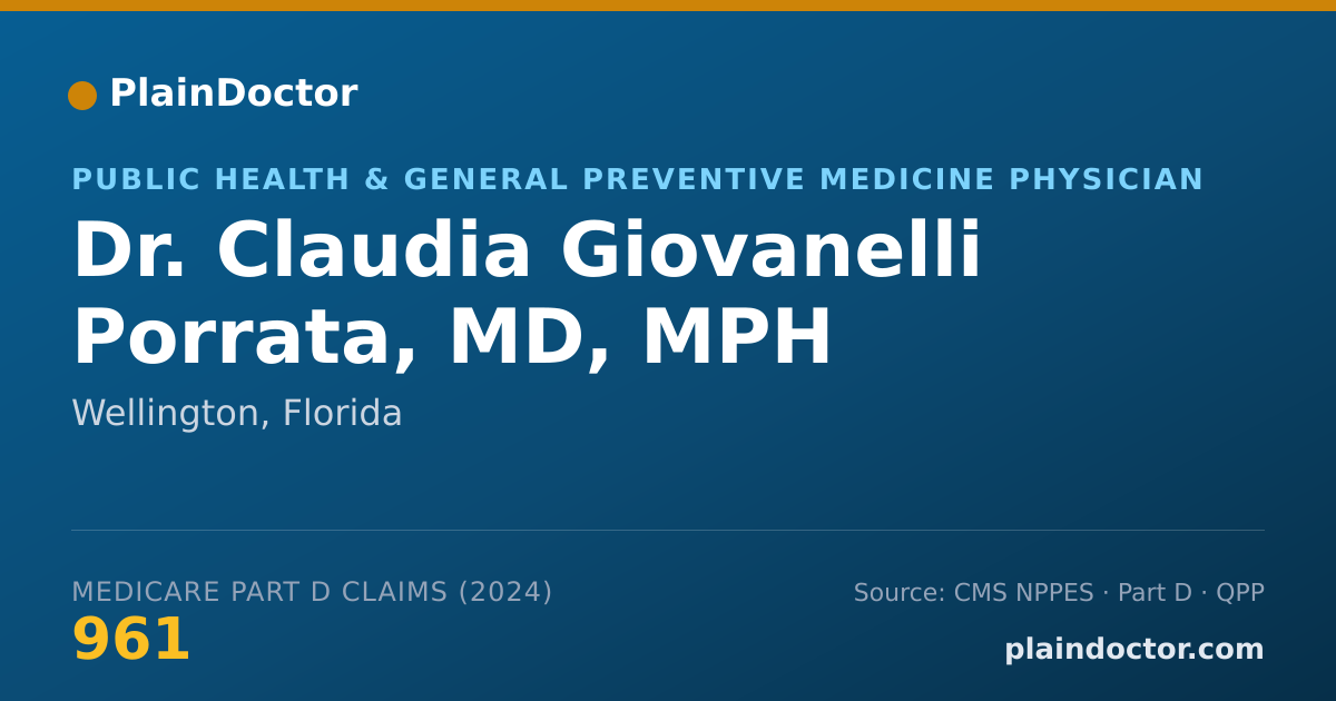 Shareable card for Claudia Giovanelli Porrata, MD, MPH - Public Health & General Preventive Medicine Physician, Wellington, FL