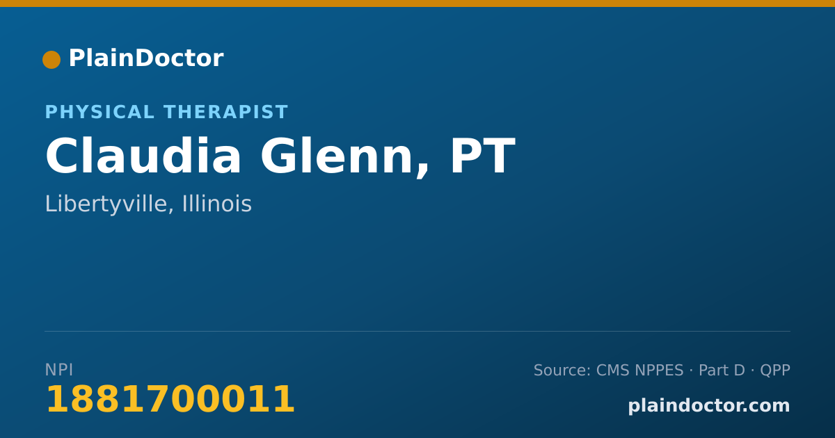 Shareable card for Claudia Glenn, PT - Physical Therapist, Libertyville, IL