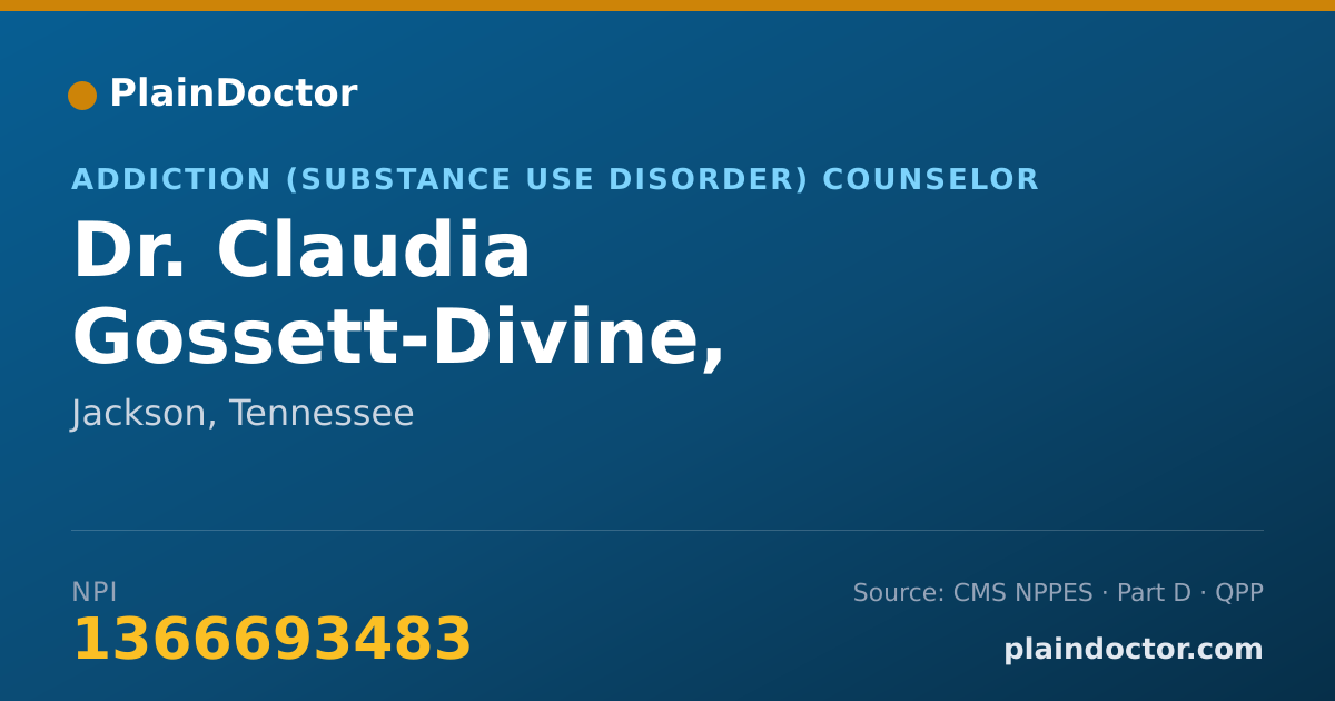 Shareable card for Claudia Gossett-Divine, LPC/MHSP.,LADAC - Addiction (Substance Use Disorder) Counselor, Jackson, TN