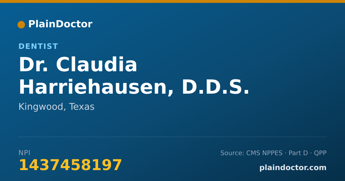 Shareable card for Claudia Harriehausen, D.D.S. - Dentist, Kingwood, TX