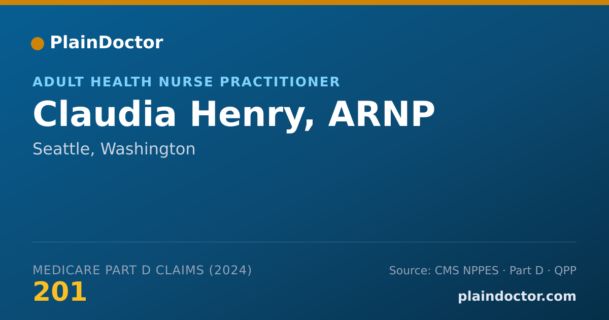 Shareable card for Claudia Henry, ARNP - Adult Health Nurse Practitioner, Seattle, WA