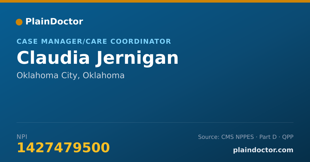 Shareable card for Claudia Jernigan - Case Manager/Care Coordinator, Oklahoma City, OK
