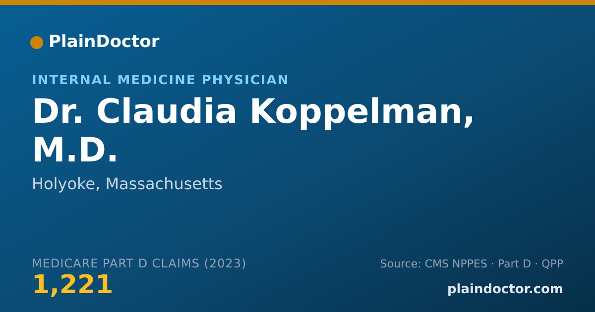Shareable card for Claudia Koppelman, M.D. - Internal Medicine Physician, Holyoke, MA