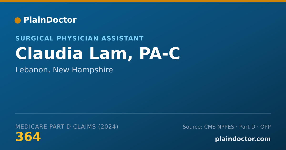 Shareable card for Claudia Lam, PA-C - Surgical Physician Assistant, Lebanon, NH