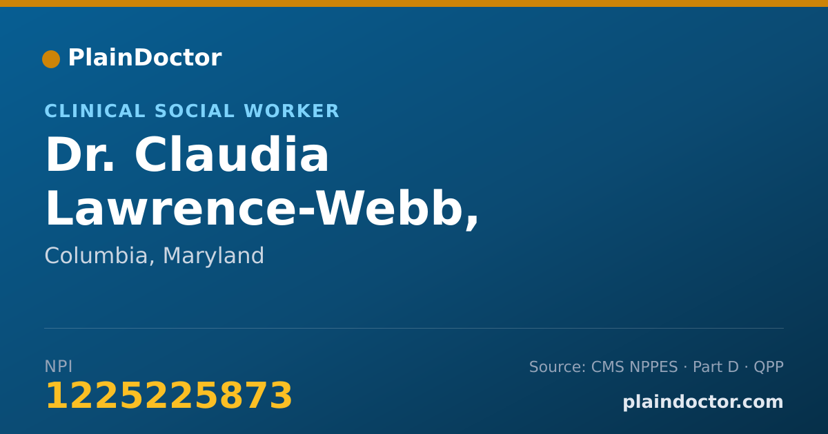 Shareable card for Claudia Lawrence-Webb, DSW,LCSW-C,CERT. MFT - Clinical Social Worker, Columbia, MD