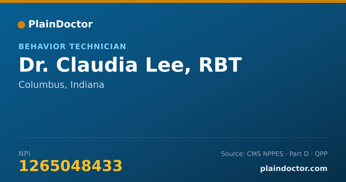 Shareable card for Claudia Lee, RBT - Behavior Technician, Columbus, IN