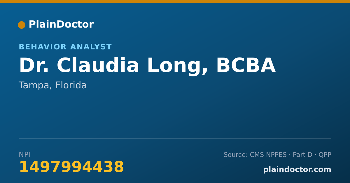 Shareable card for Claudia Long, BCBA - Behavior Analyst, Tampa, FL