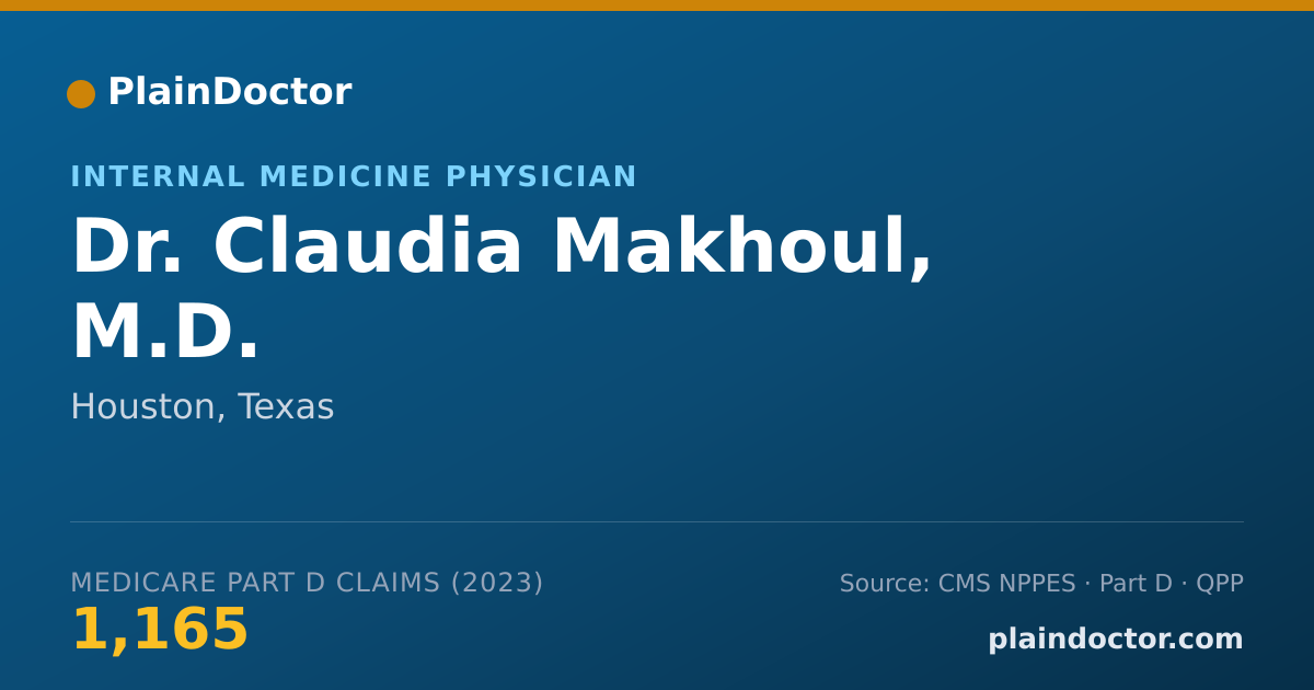 Shareable card for Claudia Makhoul, M.D. - Internal Medicine Physician, Houston, TX
