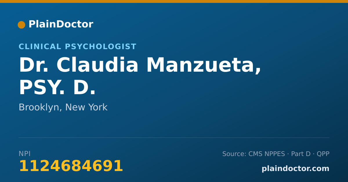 Shareable card for Claudia Manzueta, PSY. D. - Clinical Psychologist, Brooklyn, NY