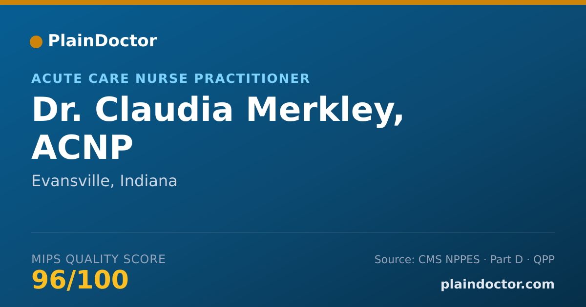 Shareable card for Claudia Merkley, ACNP - Acute Care Nurse Practitioner, Evansville, IN
