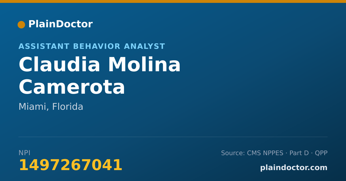 Shareable card for Claudia Molina Camerota - Assistant Behavior Analyst, Miami, FL