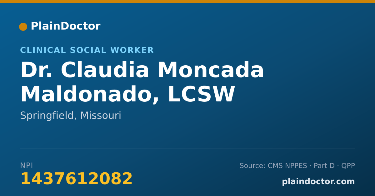 Shareable card for Claudia Moncada Maldonado, LCSW - Clinical Social Worker, Springfield, MO