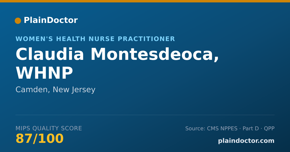 Shareable card for Claudia Montesdeoca, WHNP - Women's Health Nurse Practitioner, Camden, NJ