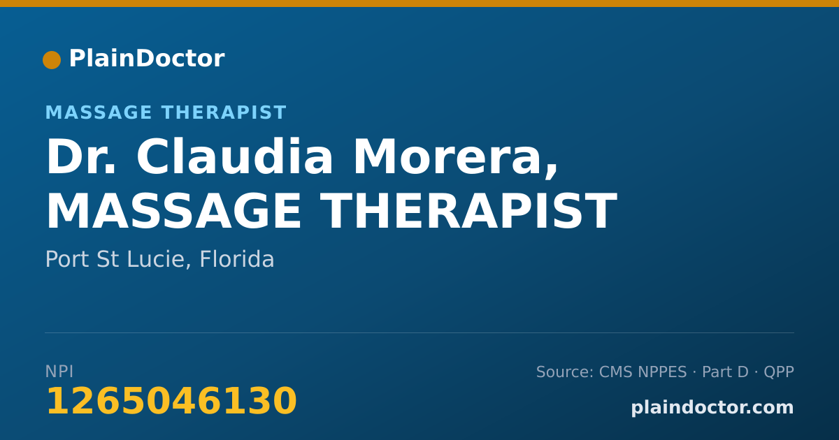 Shareable card for Claudia Morera, MASSAGE THERAPIST - Massage Therapist, Port St Lucie, FL