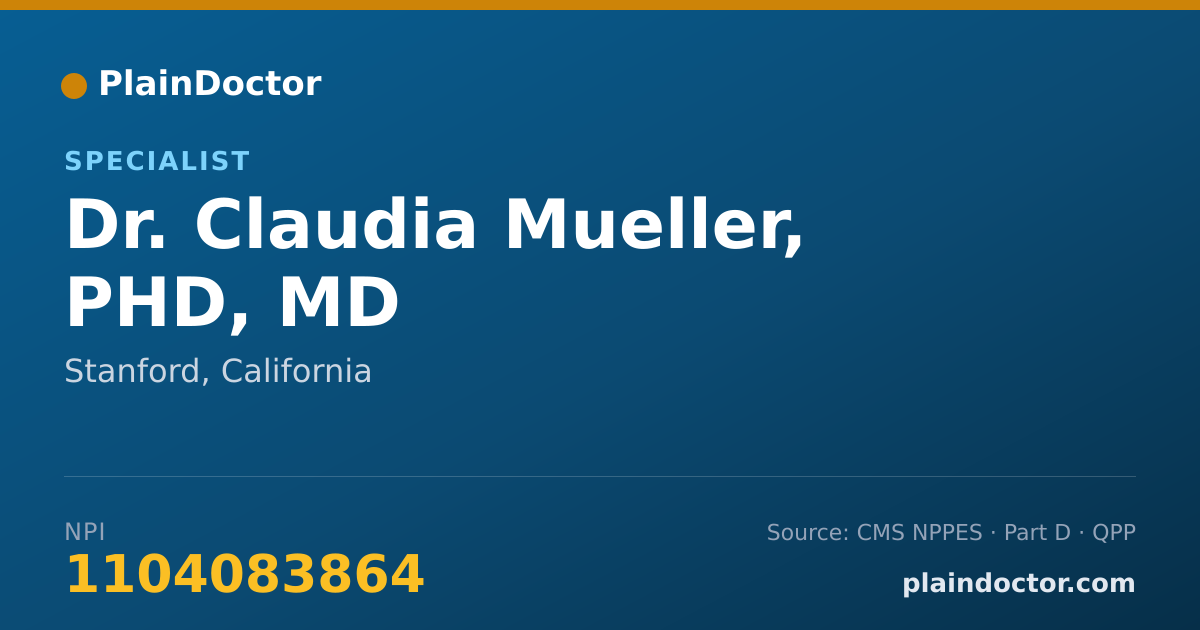 Shareable card for Claudia Mueller, PHD, MD - Specialist, Stanford, CA