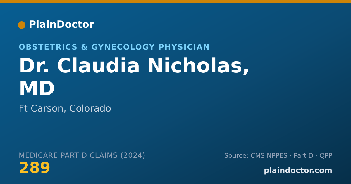 Shareable card for Claudia Nicholas, MD - Obstetrics & Gynecology Physician, Ft Carson, CO