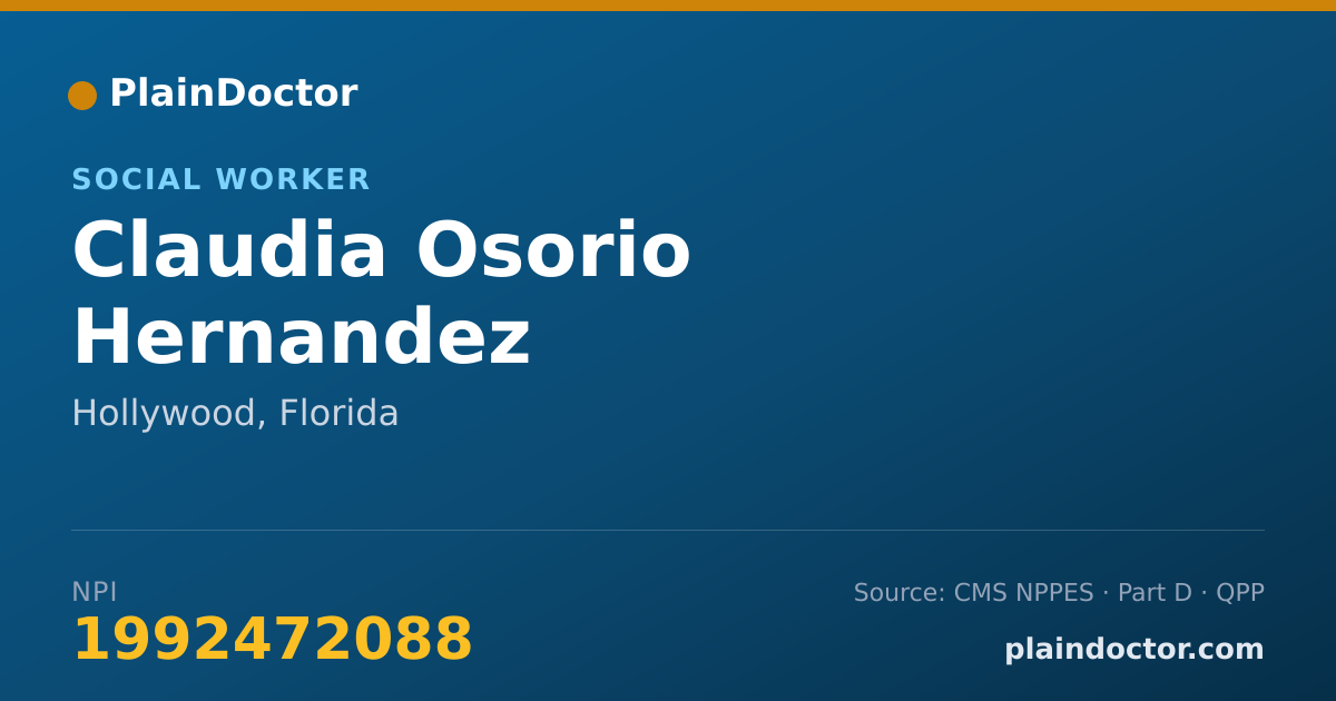 Shareable card for Claudia Osorio Hernandez - Social Worker, Hollywood, FL