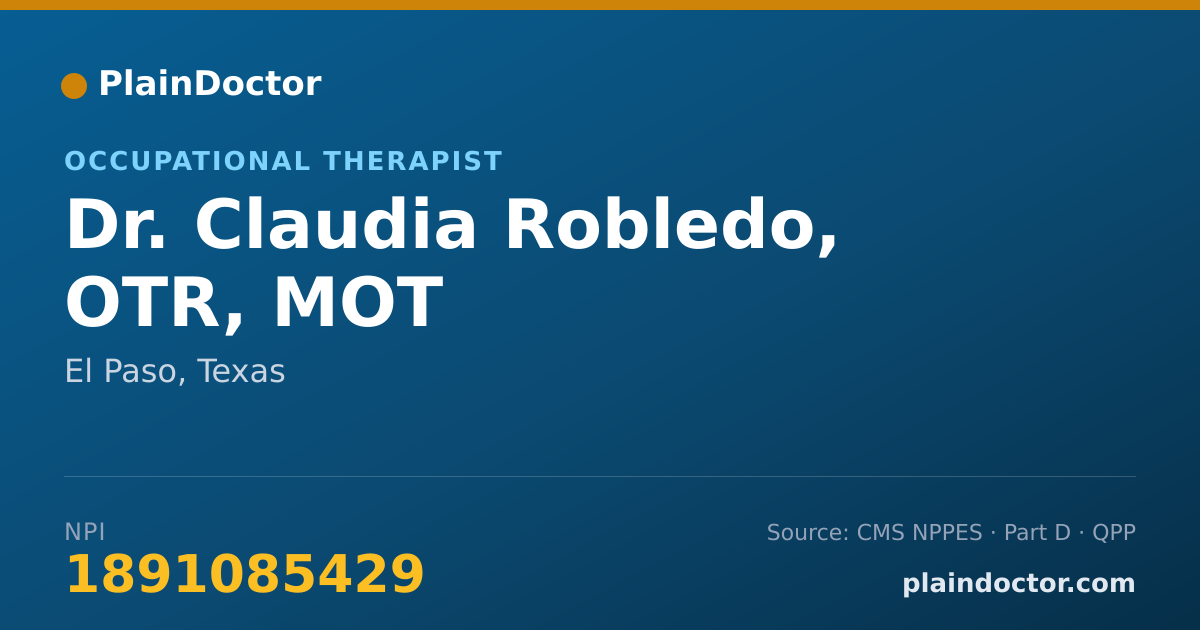 Shareable card for Claudia Robledo, OTR, MOT - Occupational Therapist, El Paso, TX
