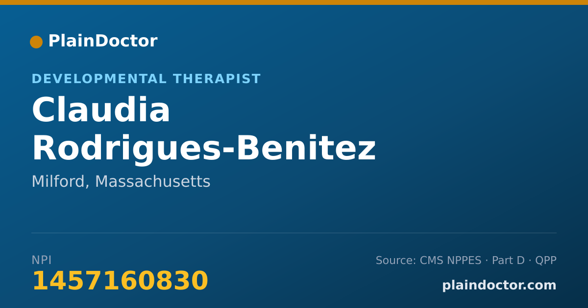 Shareable card for Claudia Rodrigues-Benitez - Developmental Therapist, Milford, MA