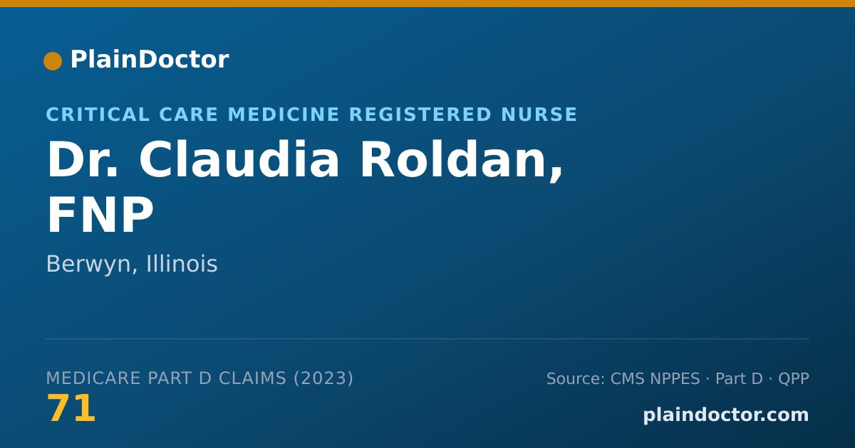 Shareable card for Claudia Roldan, FNP - Critical Care Medicine Registered Nurse, Berwyn, IL