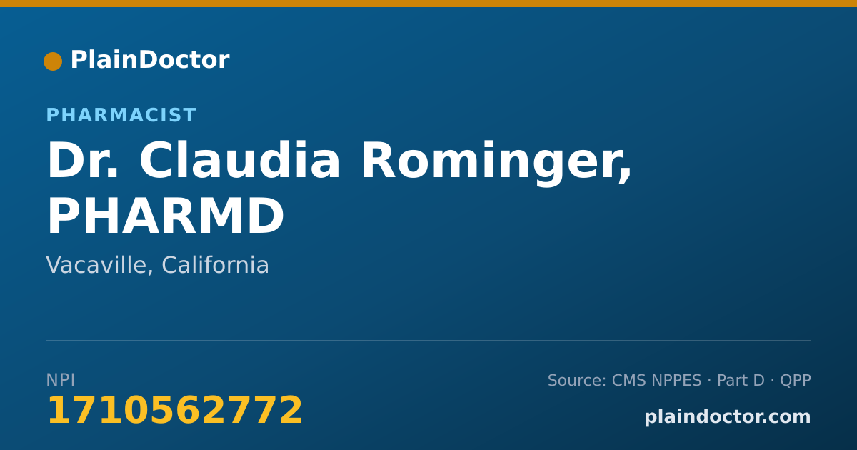 Shareable card for Claudia Rominger, PHARMD - Pharmacist, Vacaville, CA