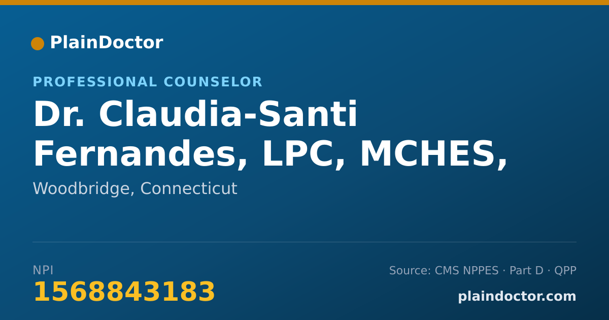 Shareable card for Claudia-Santi Fernandes, LPC, MCHES, NCC - Professional Counselor, Woodbridge, CT