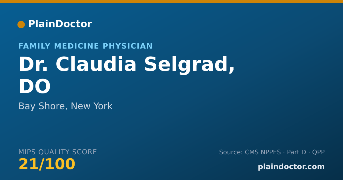 Shareable card for Claudia Selgrad, DO - Family Medicine Physician, Bay Shore, NY