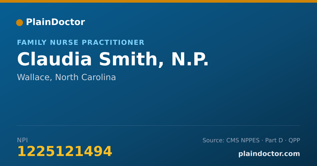 Shareable card for Claudia Smith, N.P. - Family Nurse Practitioner, Wallace, NC