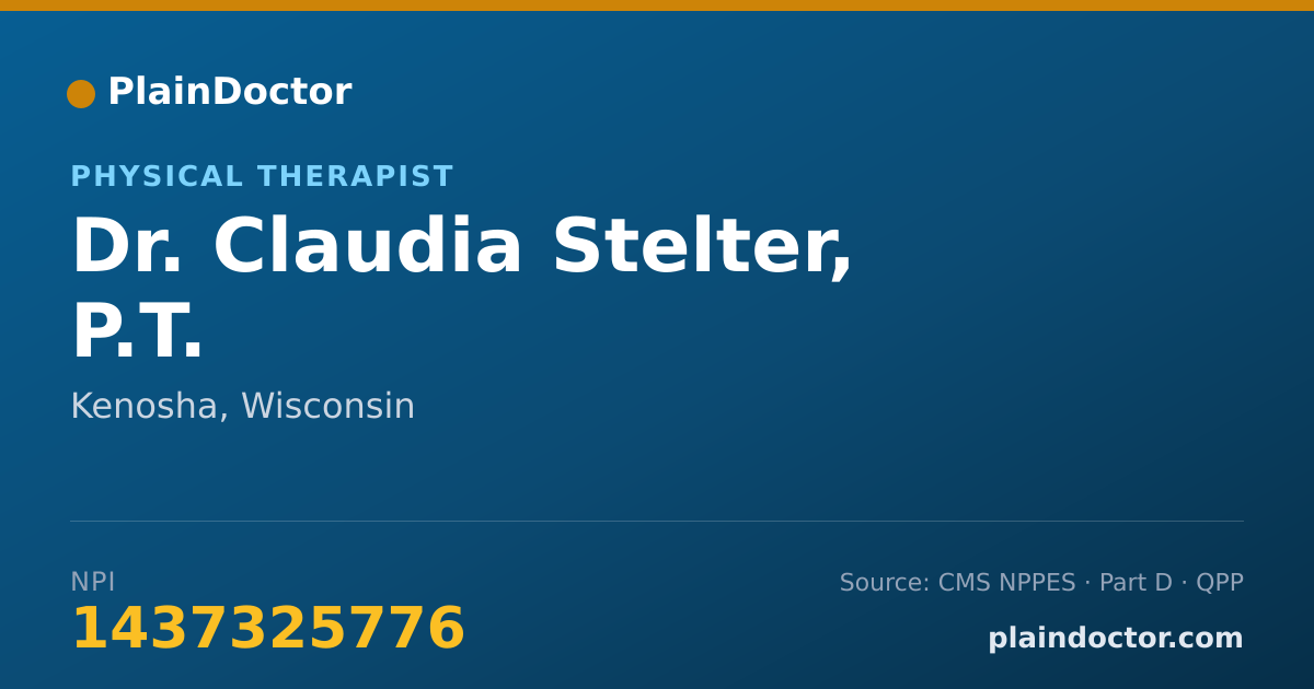 Shareable card for Claudia Stelter, P.T. - Physical Therapist, Kenosha, WI