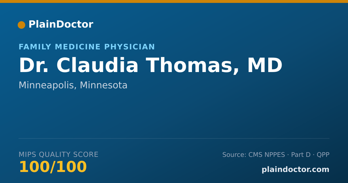 Shareable card for Claudia Thomas, MD - Family Medicine Physician, Minneapolis, MN