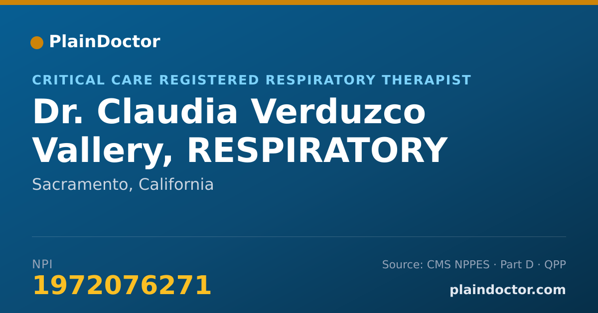 Shareable card for Claudia Verduzco Vallery, RESPIRATORY THERAPIS - Critical Care Registered Respiratory Therapist, Sacramento, CA