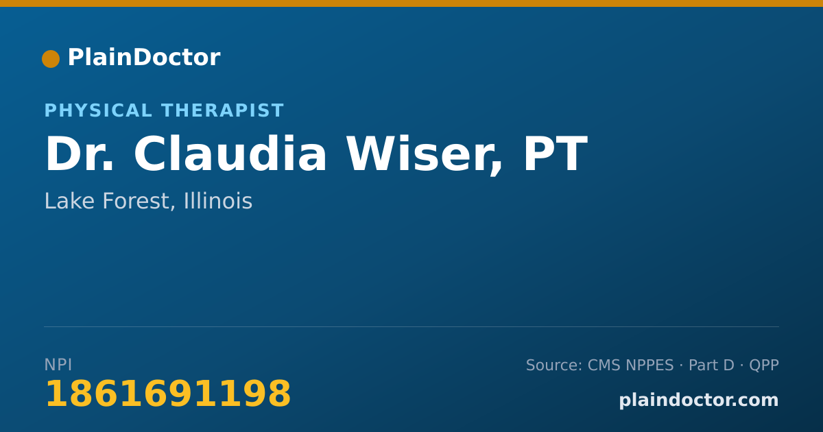 Shareable card for Claudia Wiser, PT - Physical Therapist, Lake Forest, IL