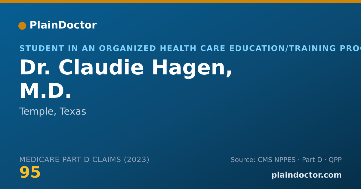 Shareable card for Claudie Hagen, M.D. - Student in an Organized Health Care Education/Training Program, Temple, TX