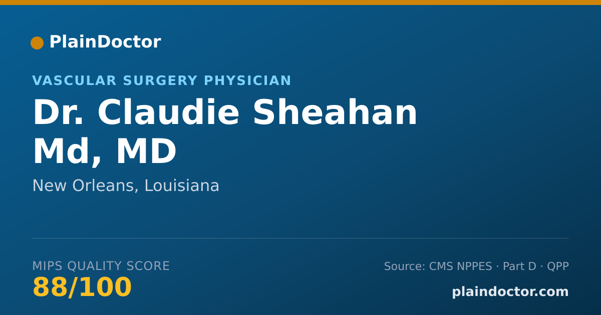Shareable card for Claudie Sheahan Md, MD - Vascular Surgery Physician, New Orleans, LA