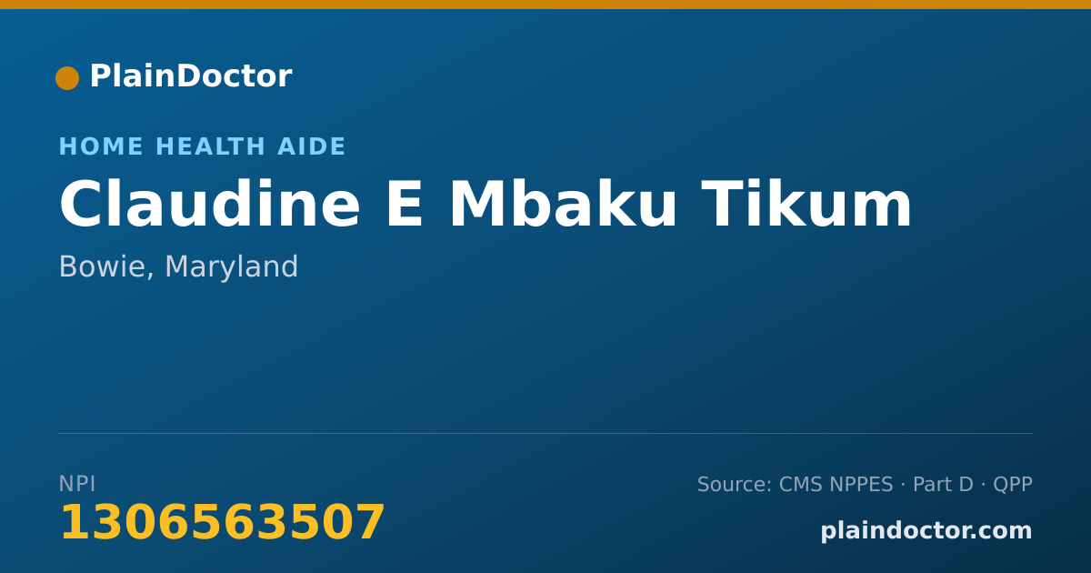 Shareable card for Claudine E Mbaku Tikum - Home Health Aide, Bowie, MD