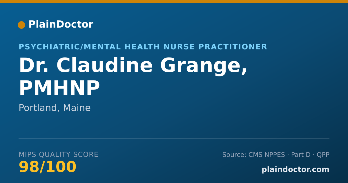 Shareable card for Claudine Grange, PMHNP - Psychiatric/Mental Health Nurse Practitioner, Portland, ME