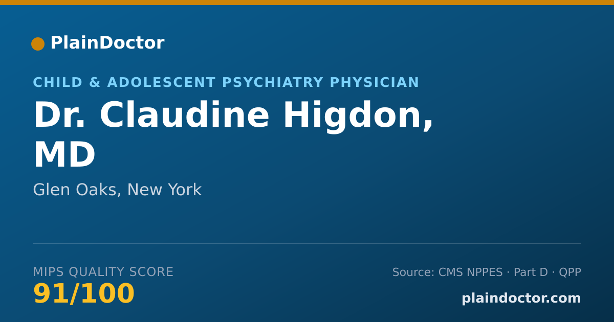 Shareable card for Claudine Higdon, MD - Child & Adolescent Psychiatry Physician, Glen Oaks, NY