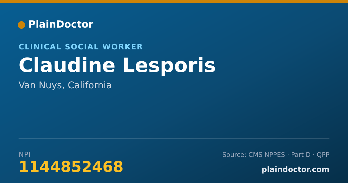 Shareable card for Claudine Lesporis - Clinical Social Worker, Van Nuys, CA