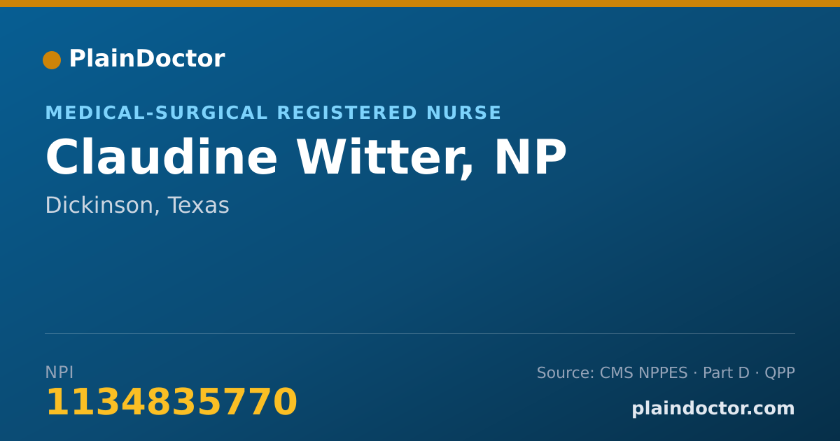 Shareable card for Claudine Witter, NP - Medical-Surgical Registered Nurse, Dickinson, TX