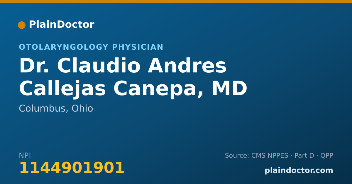 Shareable card for Claudio Andres Callejas Canepa, MD - Otolaryngology Physician, Columbus, OH