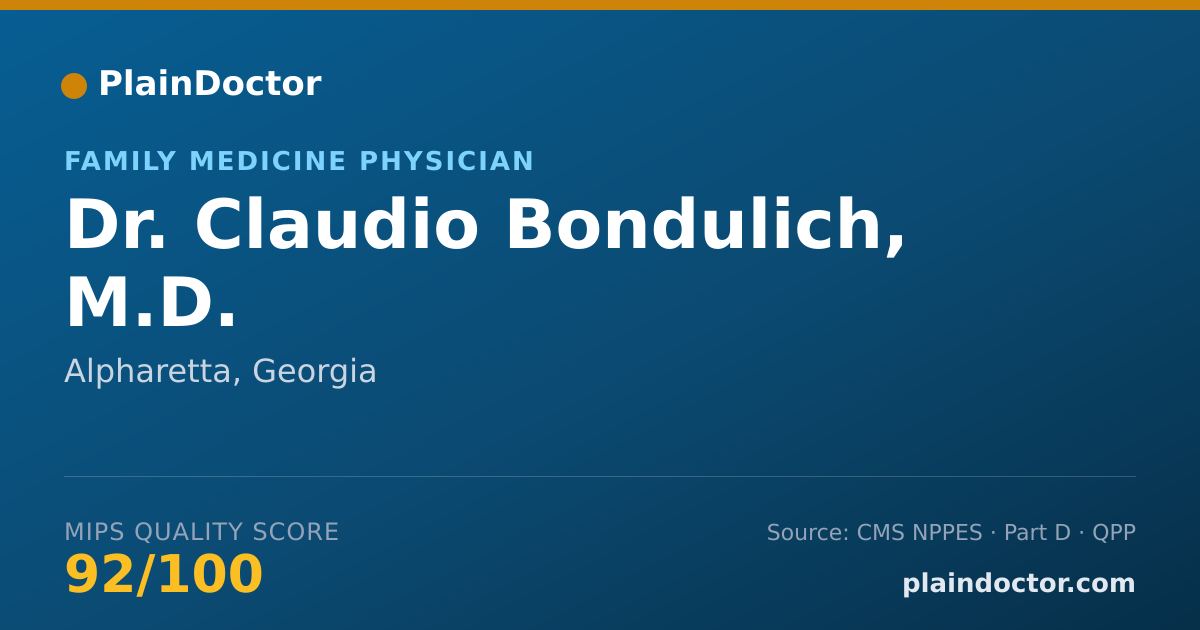 Shareable card for Claudio Bondulich, M.D. - Family Medicine Physician, Alpharetta, GA