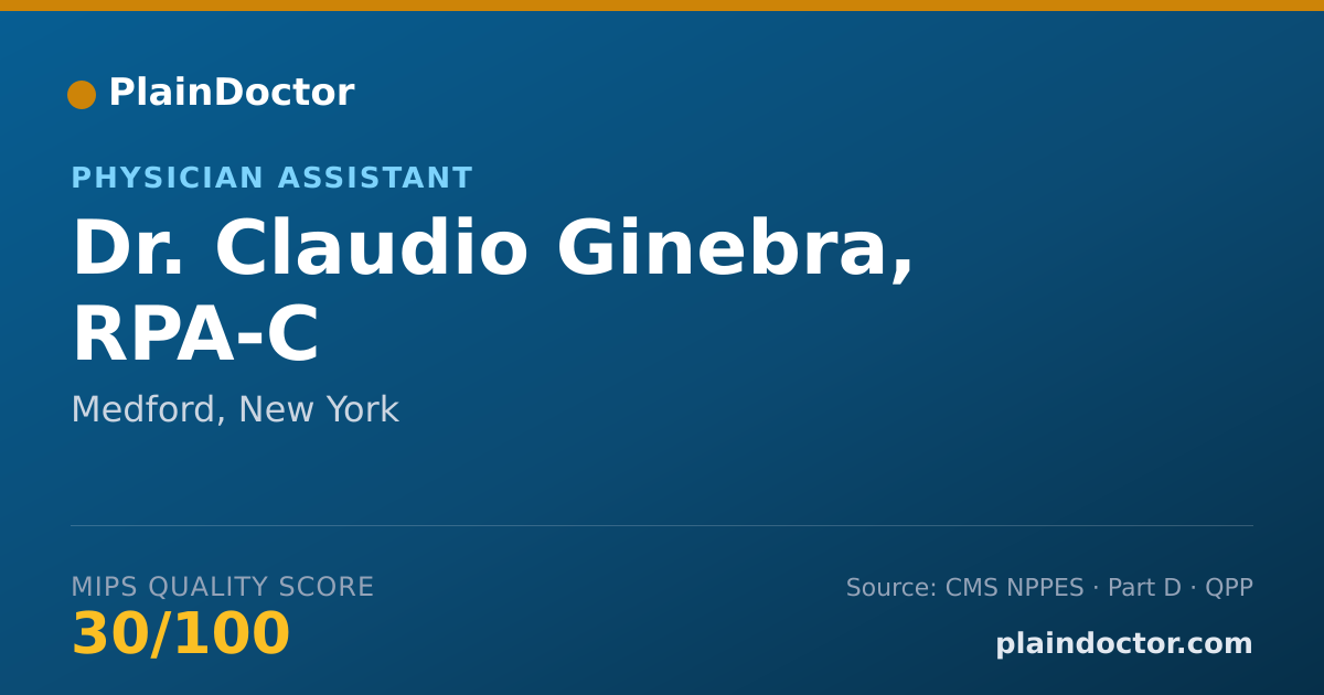 Shareable card for Claudio Ginebra, RPA-C - Physician Assistant, Medford, NY