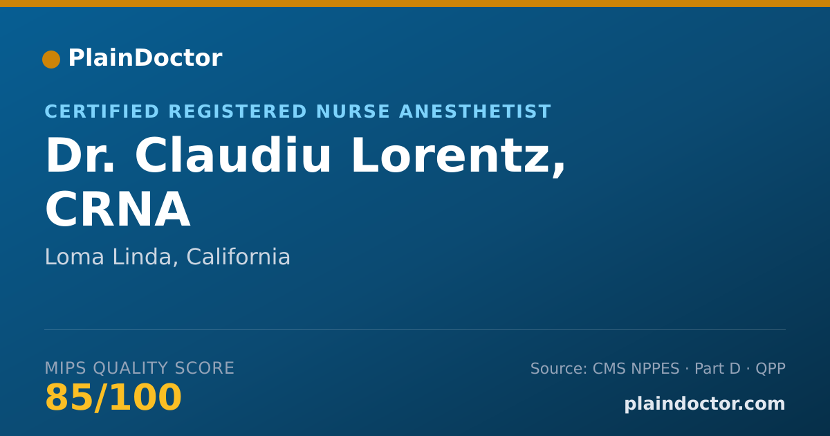 Shareable card for Claudiu Lorentz, CRNA - Certified Registered Nurse Anesthetist, Loma Linda, CA