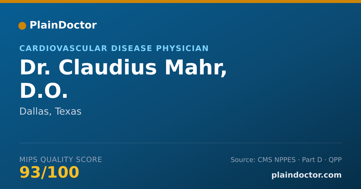 Shareable card for Claudius Mahr, D.O. - Cardiovascular Disease Physician, Dallas, TX