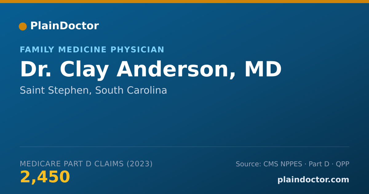 Shareable card for Clay Anderson, MD - Family Medicine Physician, Saint Stephen, SC