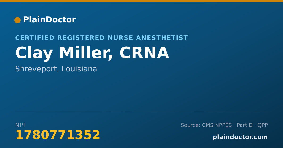 Shareable card for Clay Miller, CRNA - Certified Registered Nurse Anesthetist, Shreveport, LA