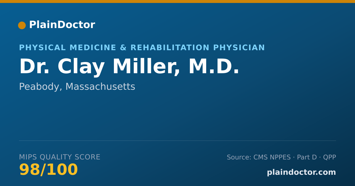 Shareable card for Clay Miller, M.D. - Physical Medicine & Rehabilitation Physician, Peabody, MA