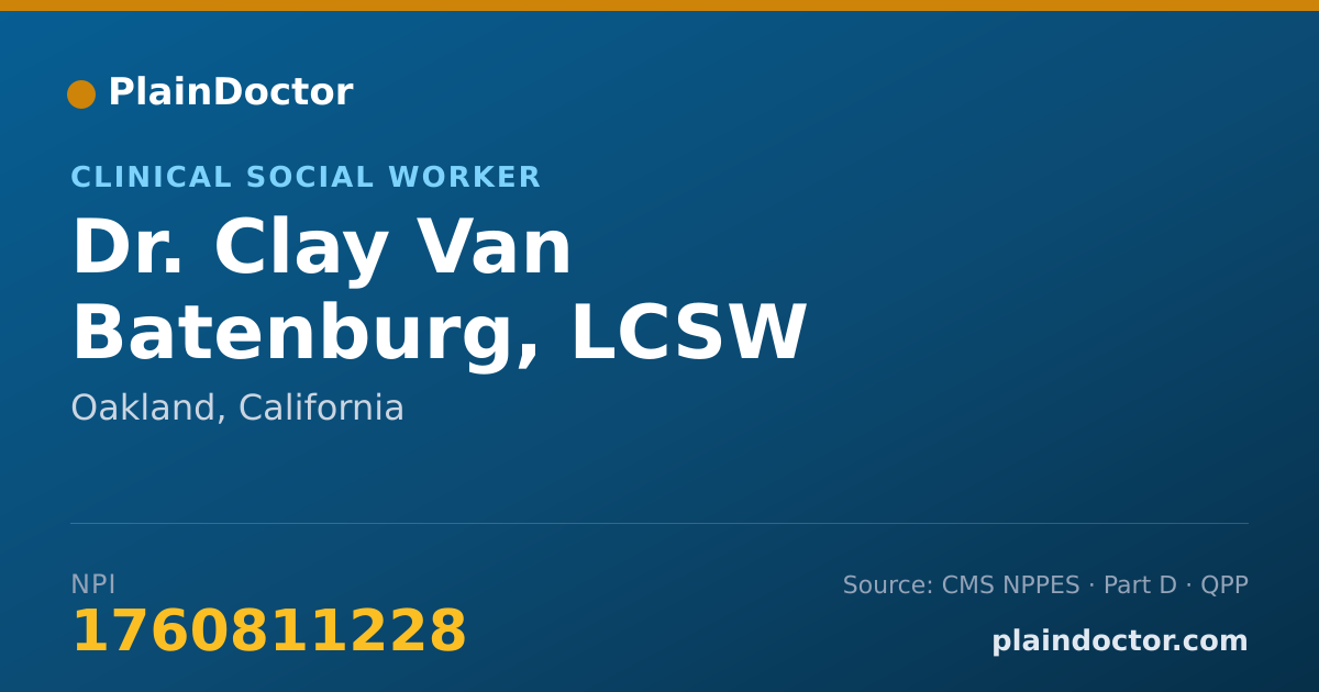 Shareable card for Clay Van Batenburg, LCSW - Clinical Social Worker, Oakland, CA